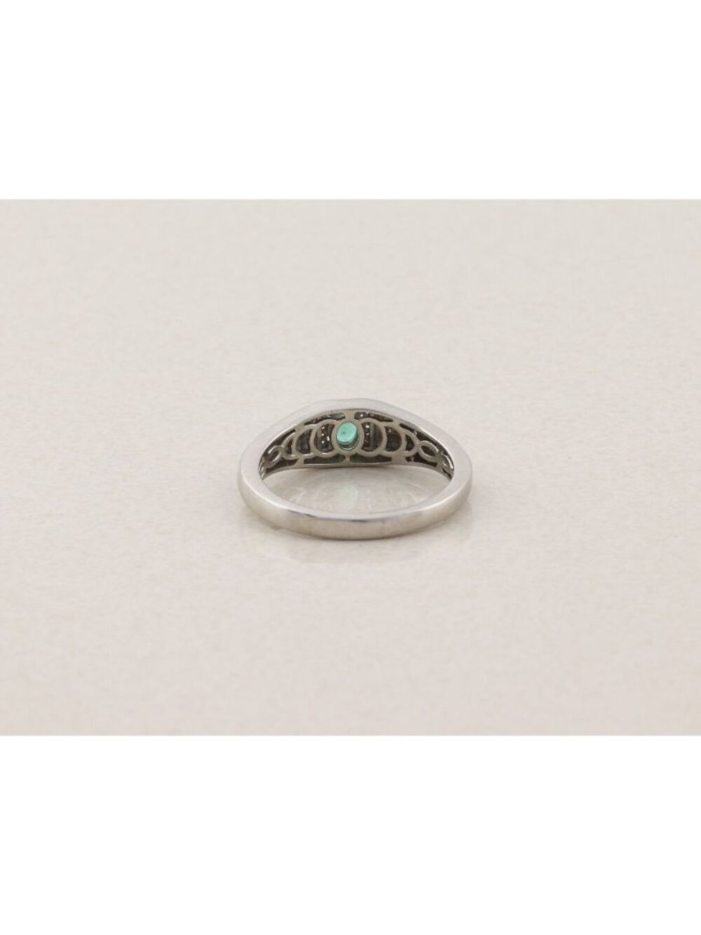 Men's Sterling Silver Emerald & White Zircon Ring Size 12 1/4 - Picture 6 of 8